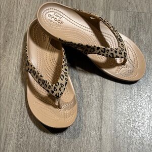 CROCS Women's Tan Leopard Sandals
